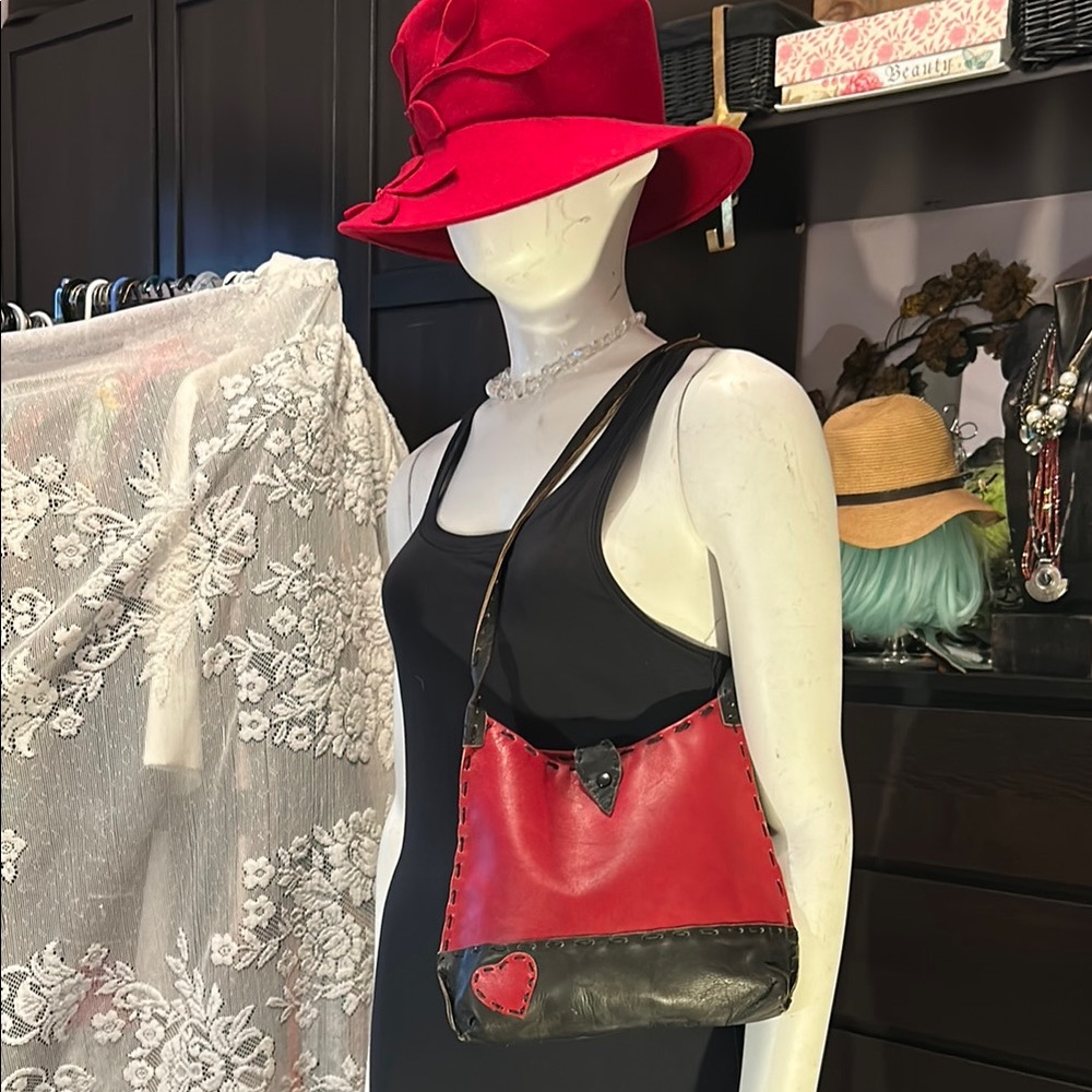 Red and Black leather bag